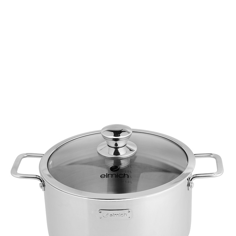 Bộ nồi chảo Inox 304 cao cấp 3 đáy liền nguyên khối Elmich Trimax Classic EL-2110OL Size 18,20,24, chảo 26cm