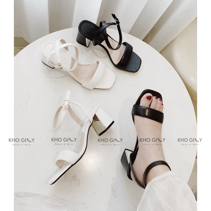 Sandal Quai ngang gót viền bạc G0329