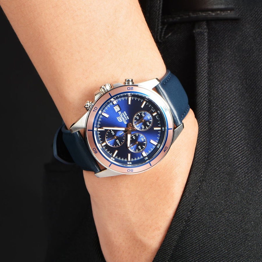 Đồng hồ nam Casio Edifice EFR-526L-2A dây da thật, chống nước 50m, hàng chính hãng