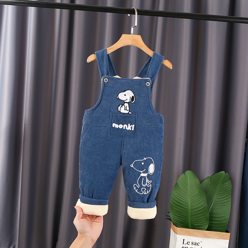 Quần Yếm Vải Nhung Dày Phong Cách Mới Mùa Thu Cho Bé Trai