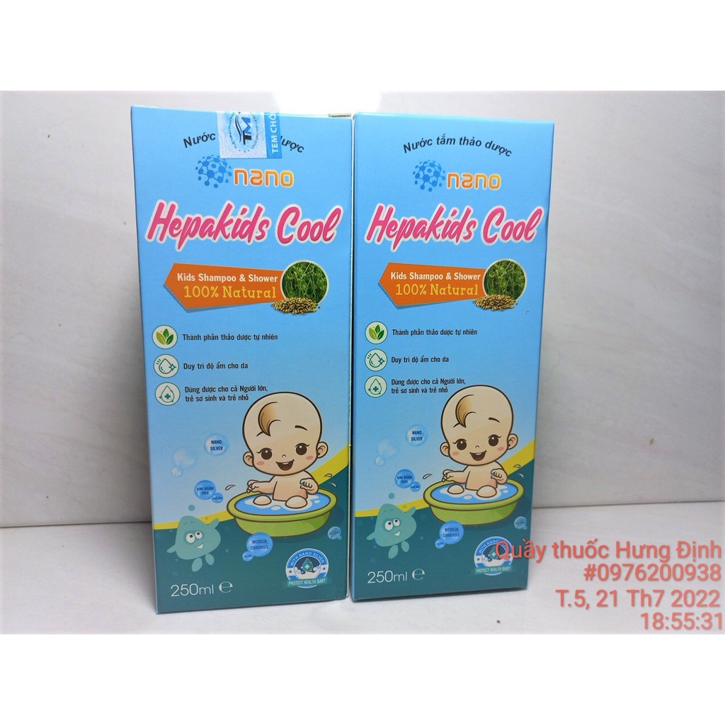 Nước tắm thảo dược cho bé Hepakids Cool, 100 từ thiên nhiên. Hỗ trợ hết Rôm sảy, mẩn ngứa..
