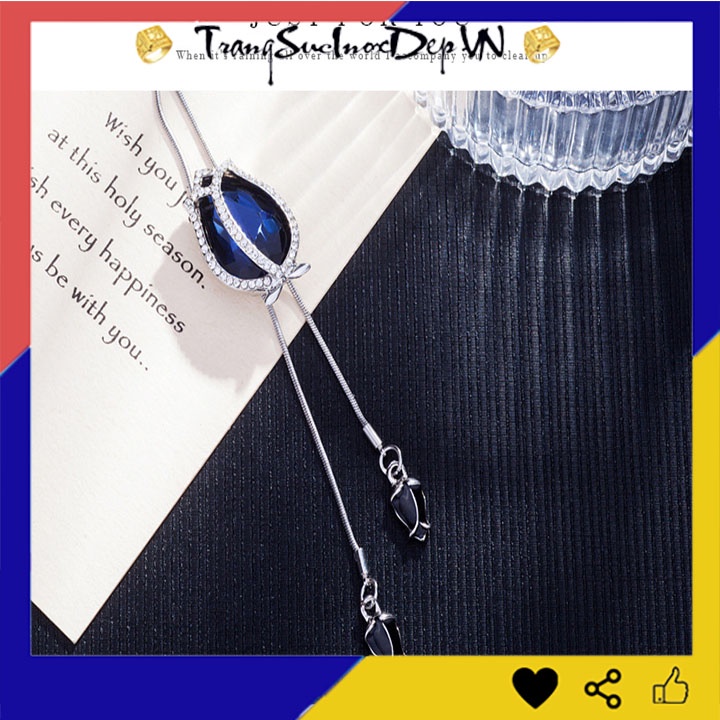 Dây chuyền nữ phong cách Hàn Quốc rớt hoa tulip xanh dương kiểu dài siêu đẹp hợp thời trang, mang phong cách, dễ phối đồ