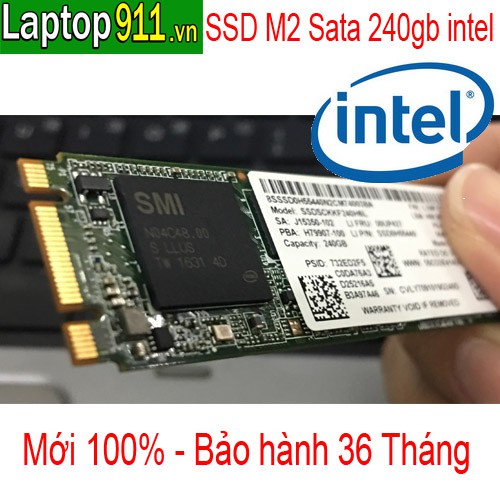 ổ cứng SSD M2 240gb intel ổ cứng thể rắn dạng thẻ kích thước dài 80mm rộng 22mm, mới 100% bảo hành 36 tháng