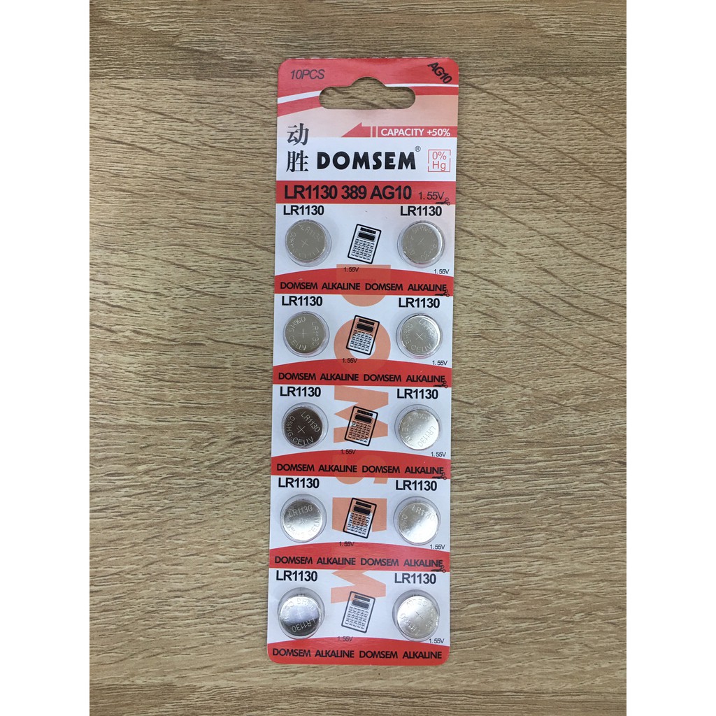 Vỉ 10 viên pin Domsem LR1130 1130 1131 AG10 G10