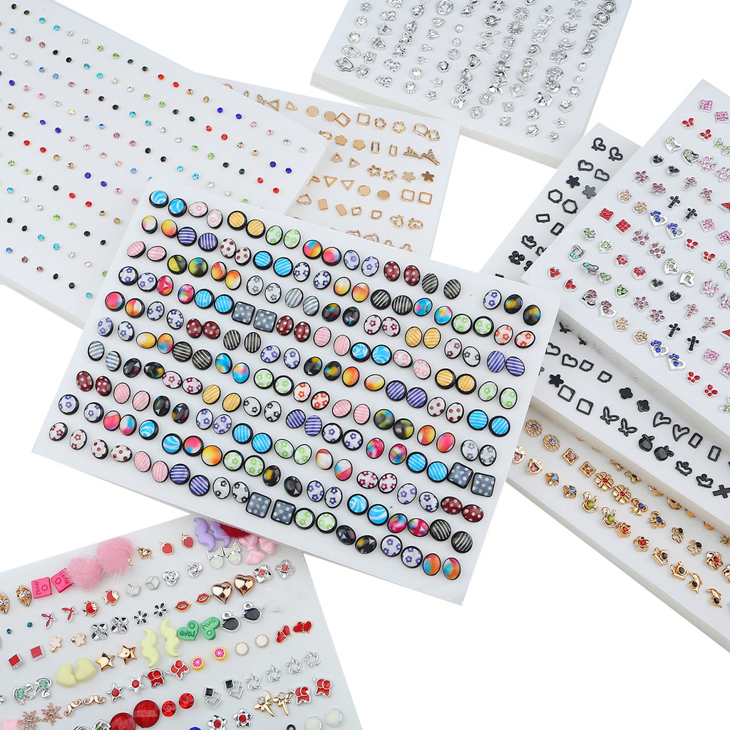 Set 100 Đôi Khuyên Tai Beadia Đính Đá Nhiều Kiểu Dáng Thời Trang Cho Nữ