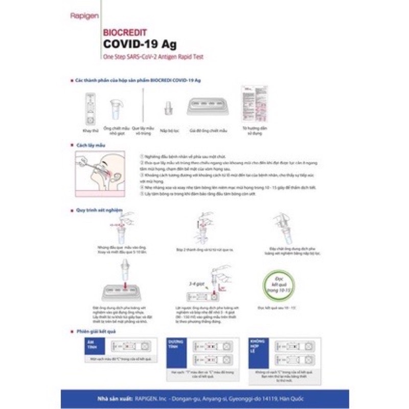 Kit test nhanh Biocredit COVID-19 Ag Test Nasal - Nhập Khẩu Hàn Quốc