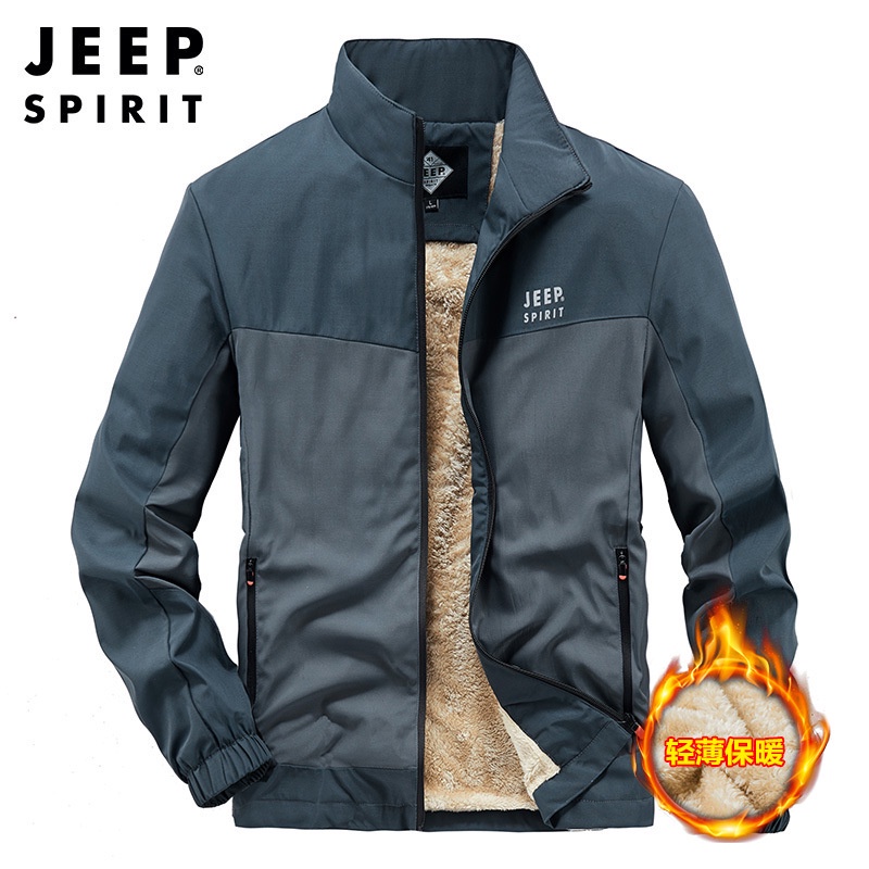 JEEP Áo Khoác Bomber Chất Nhung Có Mũ Giữ Ấm Cao Cấp Thời Trang Mùa Đông Dành Cho Nam