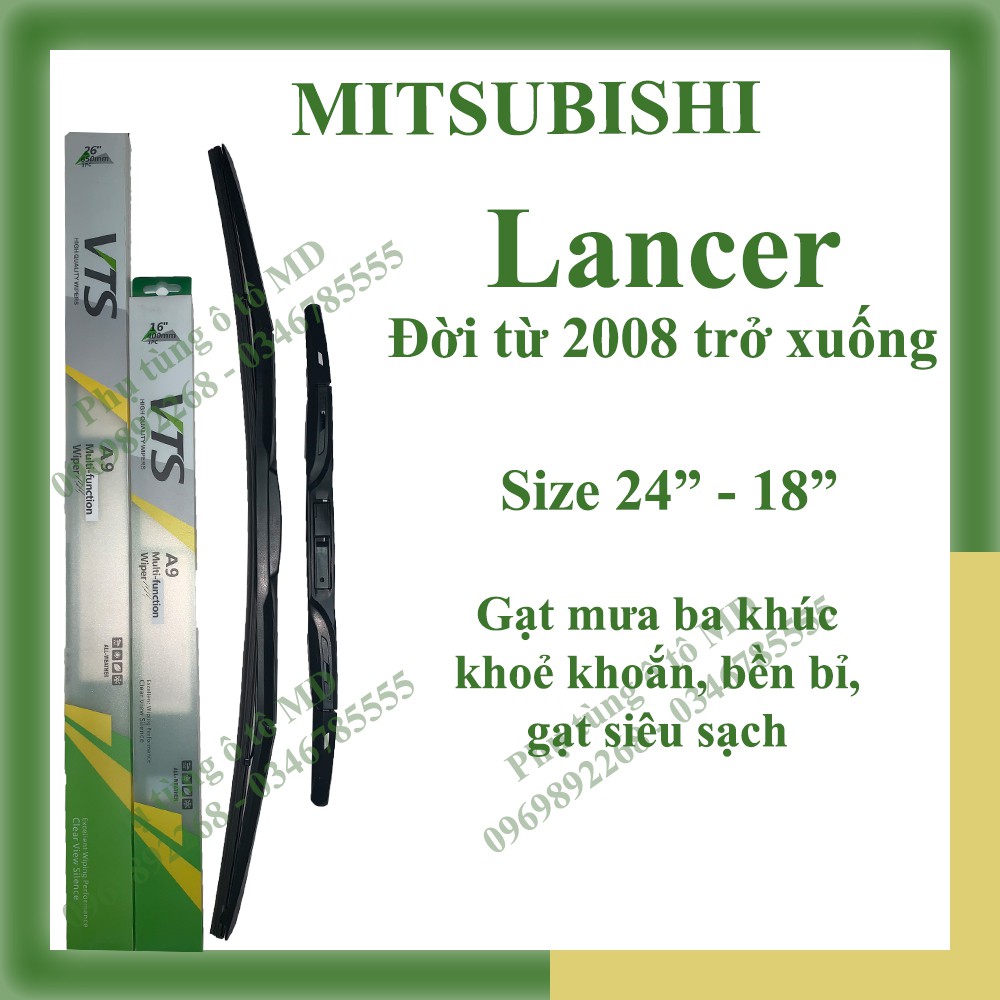 Bộ gạt mưa Mitsubishi Lancer và các đời và gạt mưa các dòng xe khác của Mitsubishi: Mirage, Outlander, Pajero, Triton