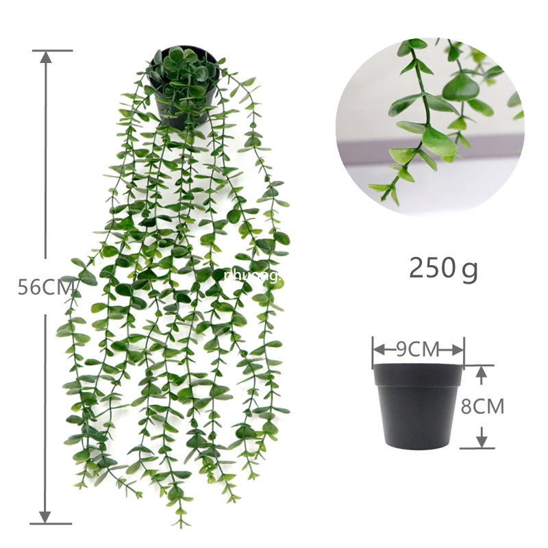 Cây rủ lá nhựa giả kèm chậu mô phỏng cúc tần cây cỏ vảy ốc lá cây xanh dây leo decor trang trí rất đẹp giống thật 99%
