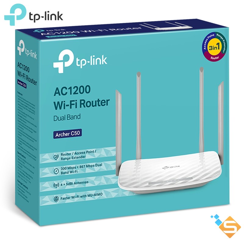 Bộ Phát Wi-Fi Băng Tần Kép AC1200 TP-LINK Archer C50 Cổng Gigabit - Bảo Hành Chính Hãng 12 Tháng