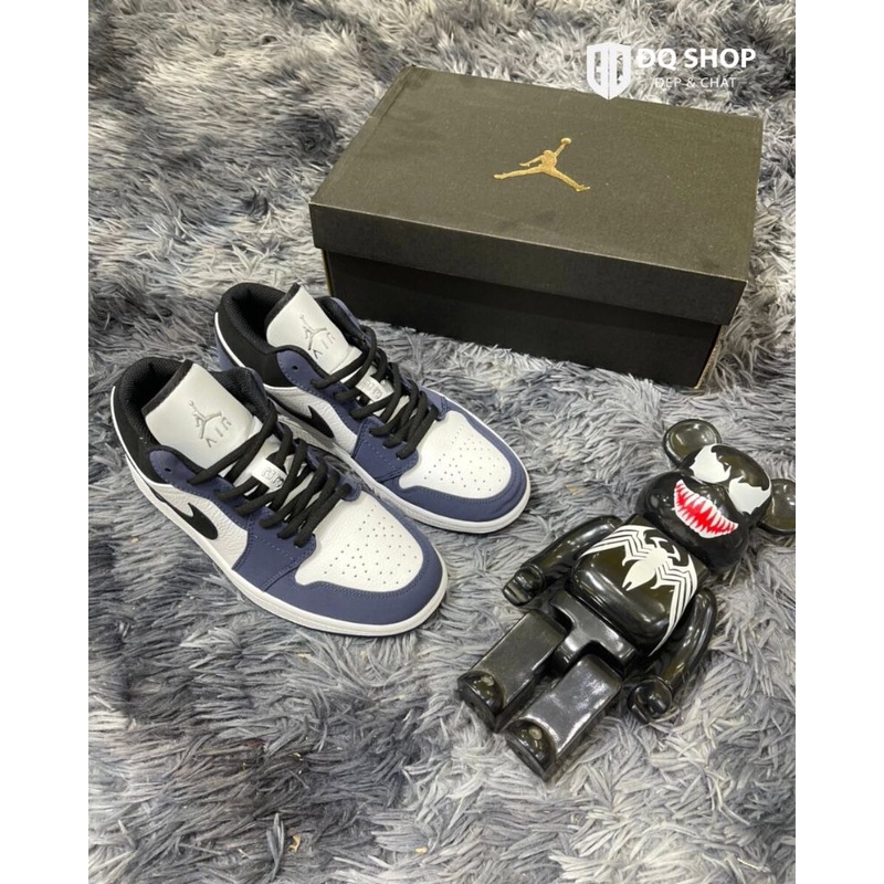 Giày JoDan Cổ Thấp 1 Low MidNight NaVy, Giày Sneaker JorDan 1 Màu Than Cổ thấp Nam Nữ FULL BILL + BOX