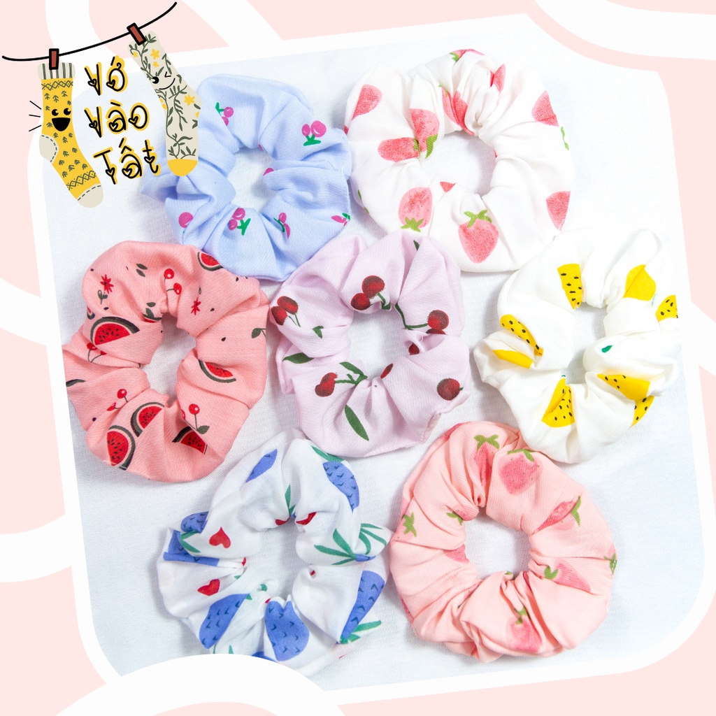 Buộc tóc scrunchies hình trái cây xinh xắn