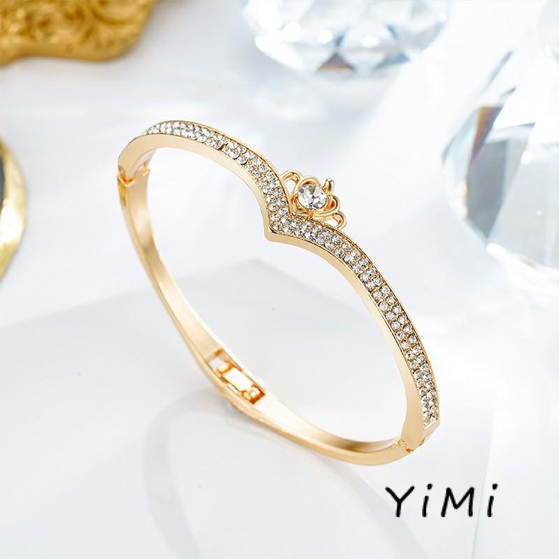 【Chất lượng sang trọng】Vòng Tay Đính Đá Kim Cương Hình Vương Miện Trái Tim Thời Trang Cho Nữ