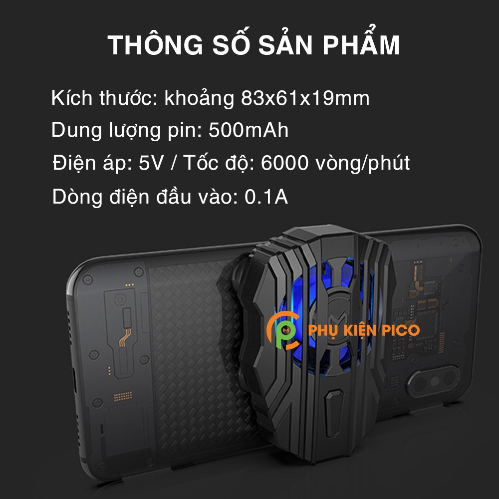 Quạt tản nhiệt điện thoại Memo FL01 Sức gió mạnh tích hợp pin sạc dùng cho mọi loại điện thoại