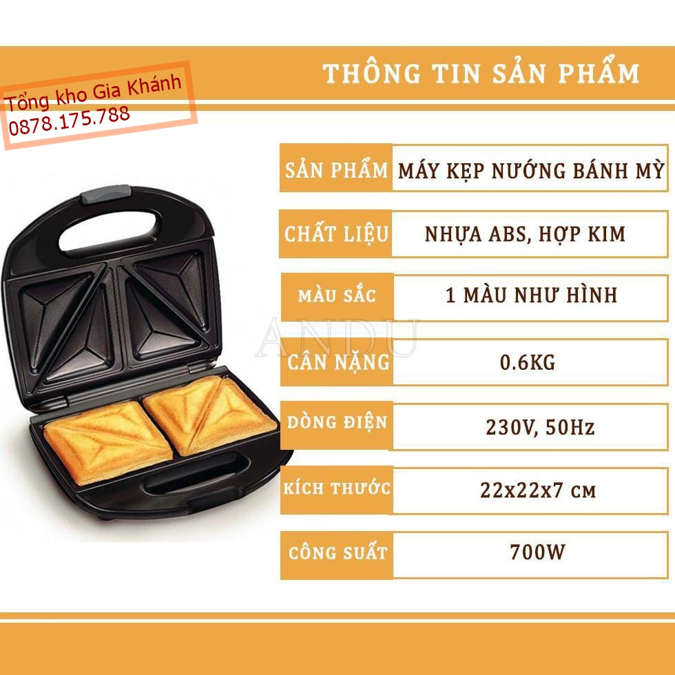 Máy Làm Bánh Mì Mini, Nướng Thịt Tự Động, Máy Kẹp Ép Nướng Bánh Mì Tại Gia Nikai