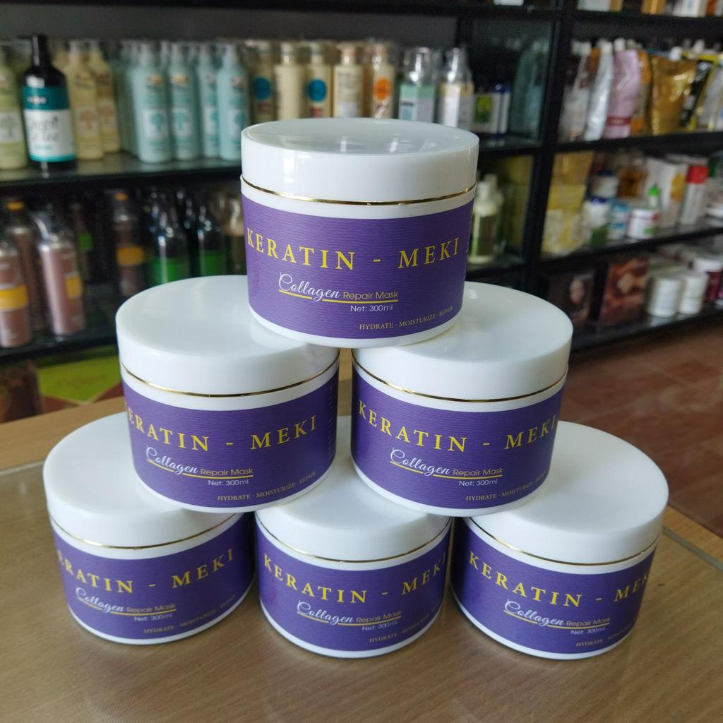 Kem ủ hấp tóc Keratin Meki mềm mượt phục hồi 300ml MPQO