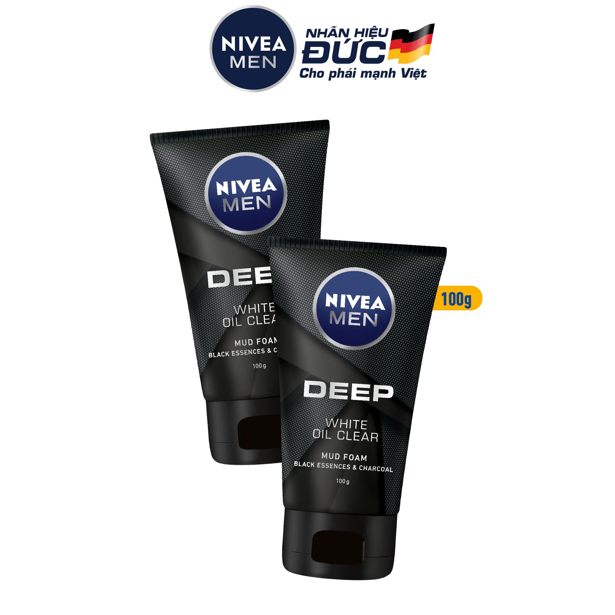 [Mã FMCGMALL -8% đơn 250K] Bộ 2 chai sữa rửa mặt Nivea Men Deep White Oil Clear 100g/chai - 84415