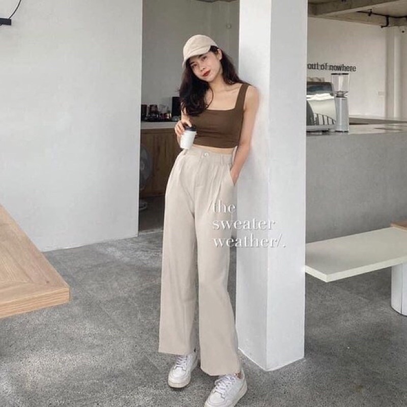 Áo croptop hai dây bản to có đệm ngưc chất bozip co giãn 4 chiều TÂM Clothings