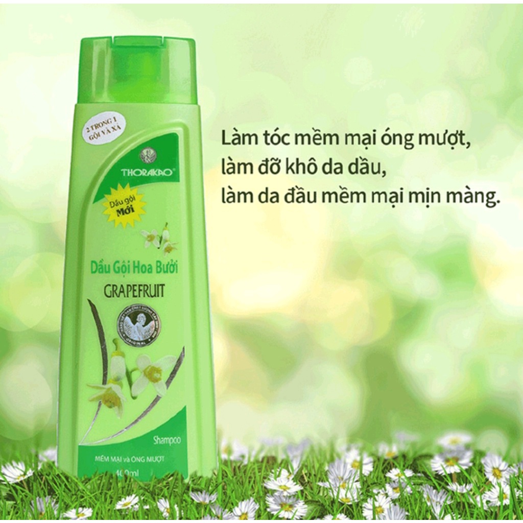 Dầu Gội HOA BƯỞI  400ml Thorakao mượt tóc, dày tóc, ngừa gàu, giảm rụng tóc