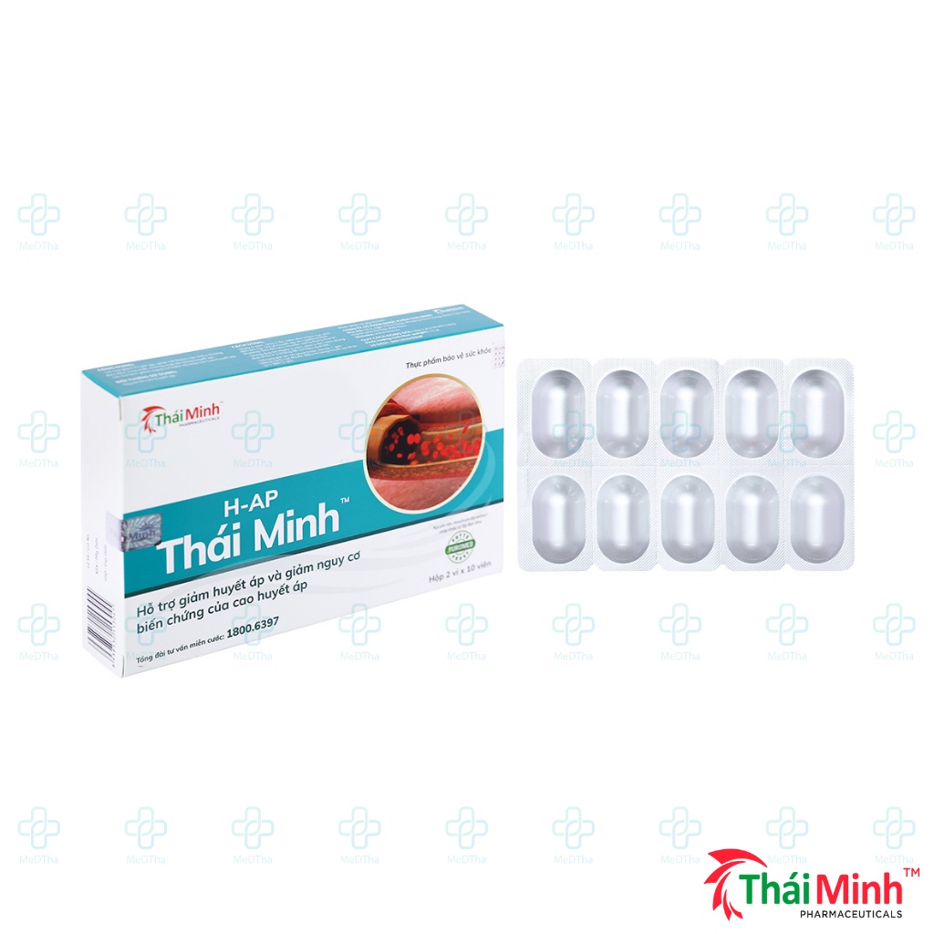 Viên Uống Hạ Áp H-AP Thái Minh - Hỗ Trợ Hạ Huyết Áp, Giảm Đau Đầu, Chóng Mặt Do Cao Huyết Áp (Hộp 20 Viên)