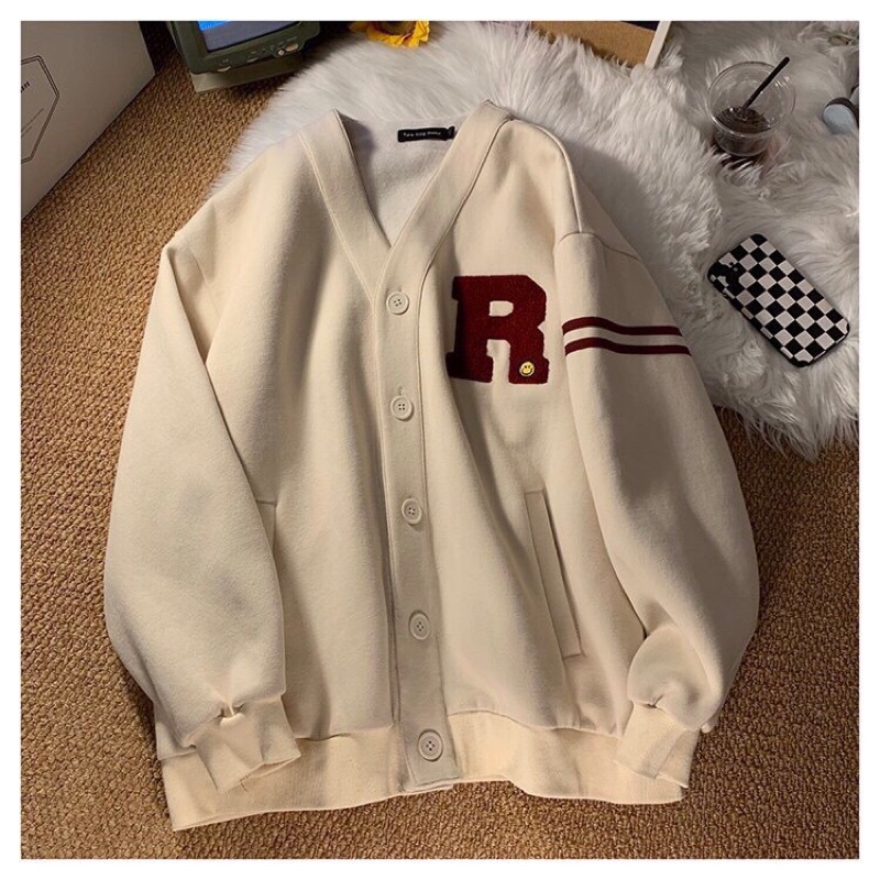 Áo Khoác Cardigan Hàn Quốc 2 Màu Đen Be