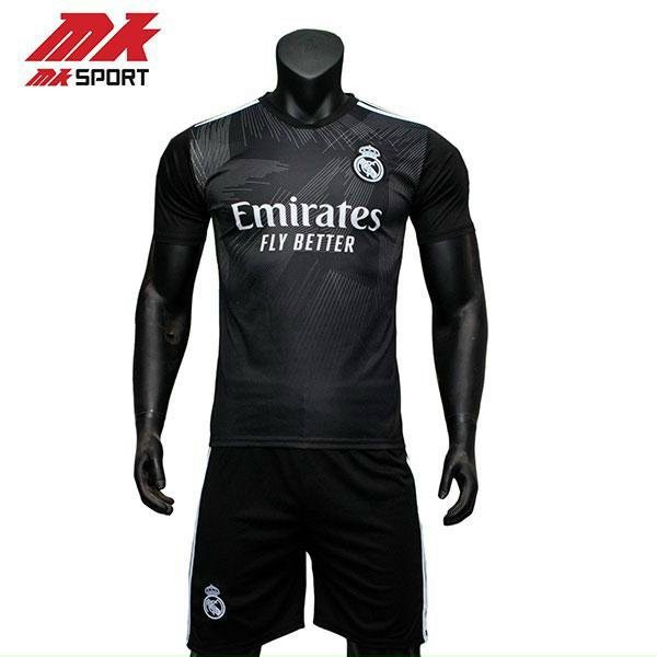 Bộ thể thao - Áo bóng đá nam Real đen 2023 (40-85kg)
