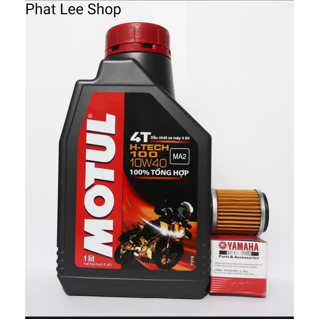 Dầu Nhớt xe máy Motul H-Tech 100 4T 10W40 1 Lít + Lọc nhớt Yamaha