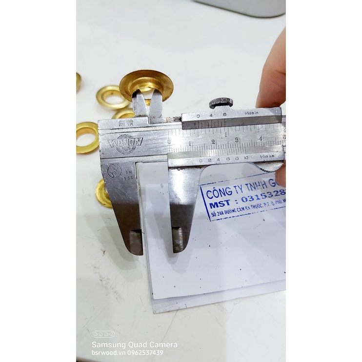 Khoen ore mắt cáo 14mm Bằng sắt xi màu VÀNG Khuy mắt cáo bấm bạt, túi giấy Túi 100 cái + 100 long đền