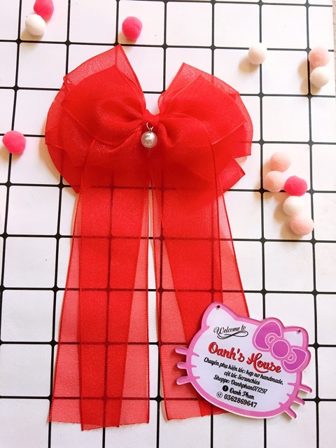 Kẹp nơ voan nhũ cao cấp