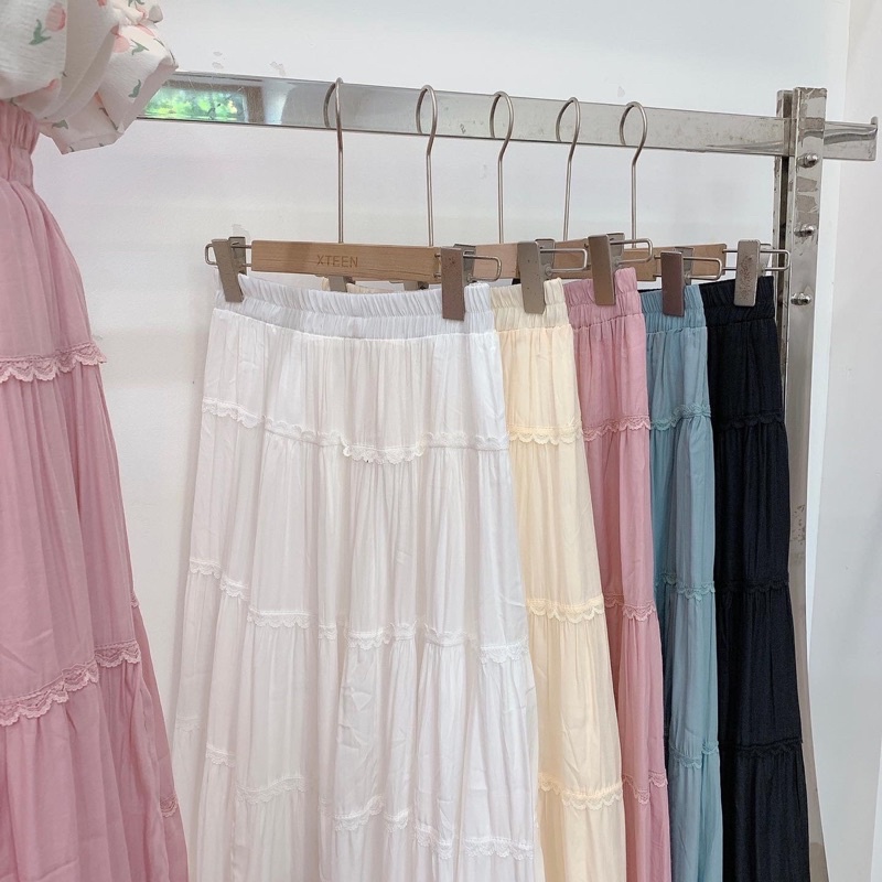 Chân váy dài xếp ly