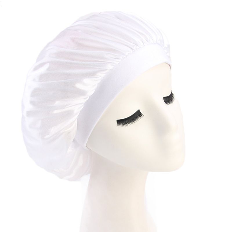 Mũ Trùm Đầu Bằng Lụa Nhân Tạo Màu Trơn Co Giãn Thời Trang Dành Cho Nữ