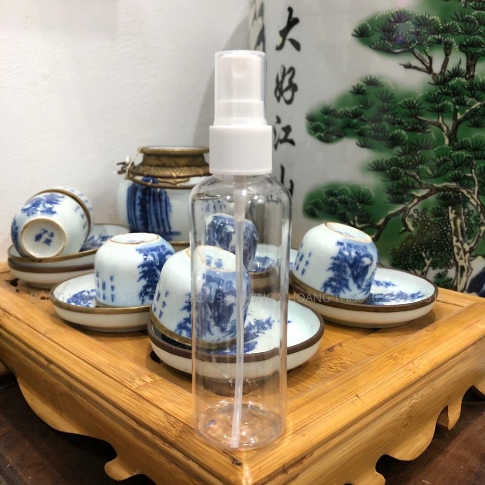 ✅Chai xịt phun sương rỗng 100ml, chiết mỹ phẩm, nhựa pet thân trong, nắp trắng, dày dặn, cứng cáp