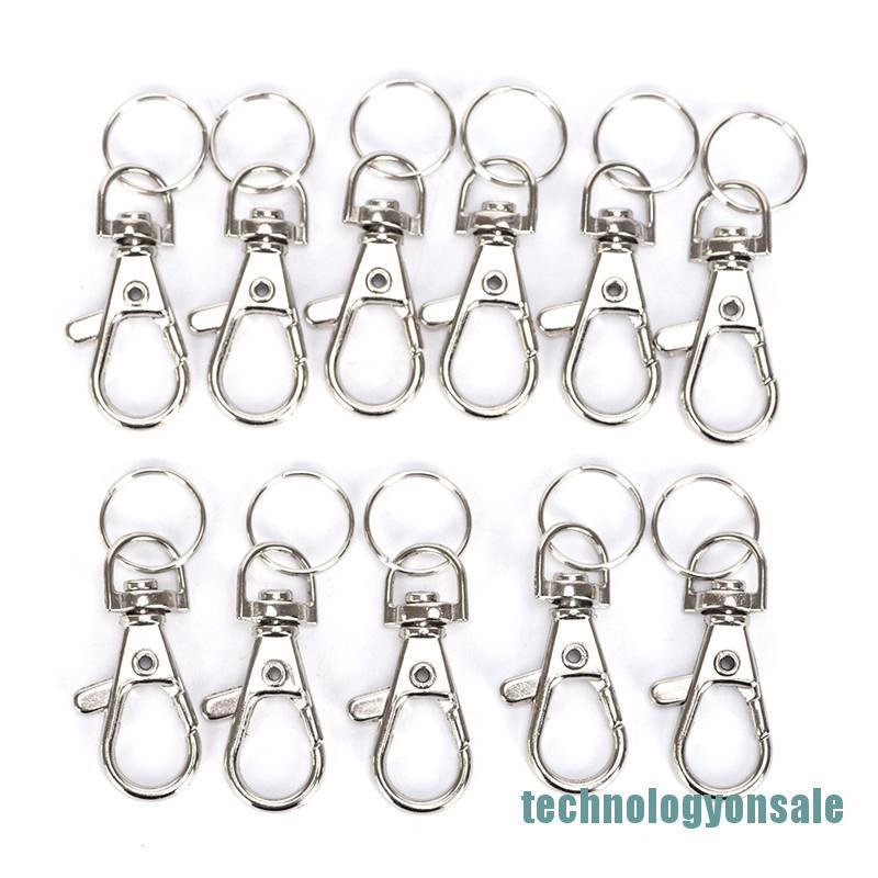 Bộ 10 cái móc khóa kẹp tôm hùm màu bạc có khớp xoay tiện lợi