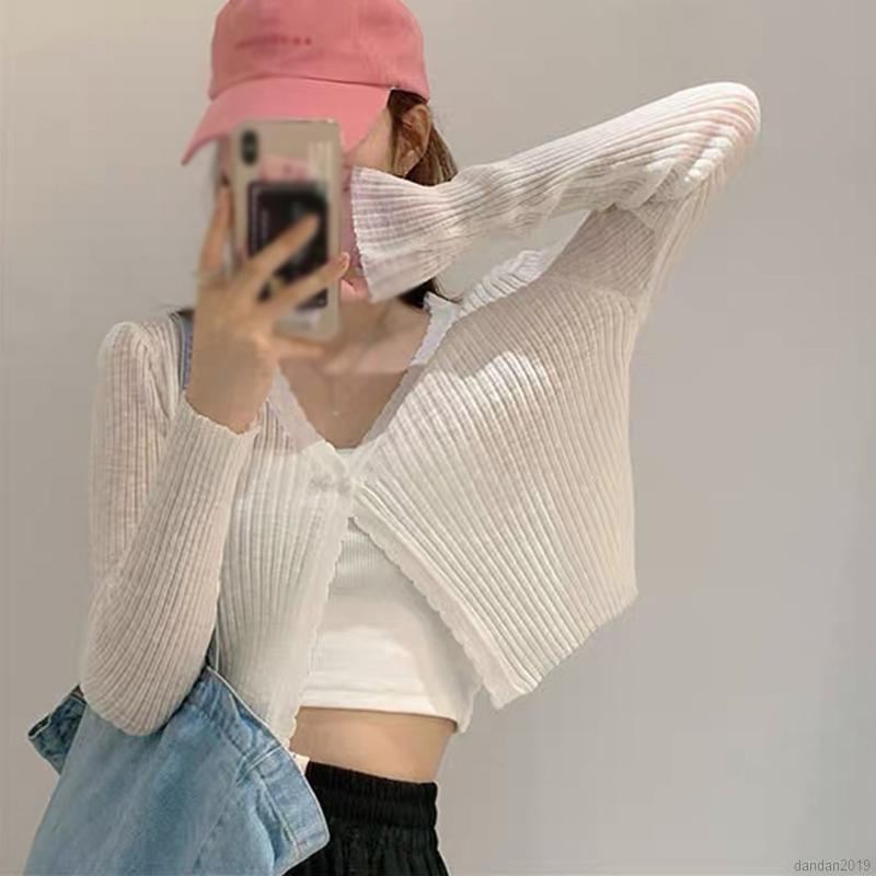 Áo Cardigan Dệt Kim Cổ Chữ V Thời Trang Mùa Hè