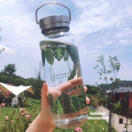 Bình Nước❤️FREESHIP❤️Thủy Tinh 1000ML-1500ML Thể Thao Kèm Túi Glass