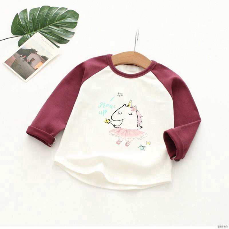 ruiaike  Baby Girl Boy Long Sleeve Cartoon Patchwork T-Shirts Kids Round Neck Tee Shirts Casual Blouse 2-7Y