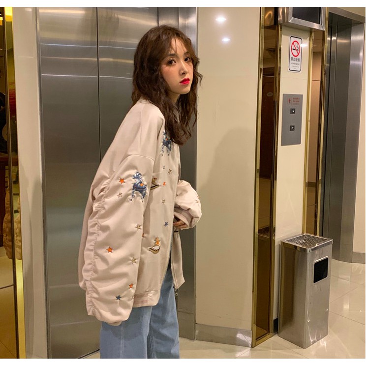 SẴN | ÁO KHOÁC ULZZANG TAY BỒNG BÈO NHÚN BOMBER NỮ THÊU HÌNH NGỰA | BigBuy360 - bigbuy360.vn