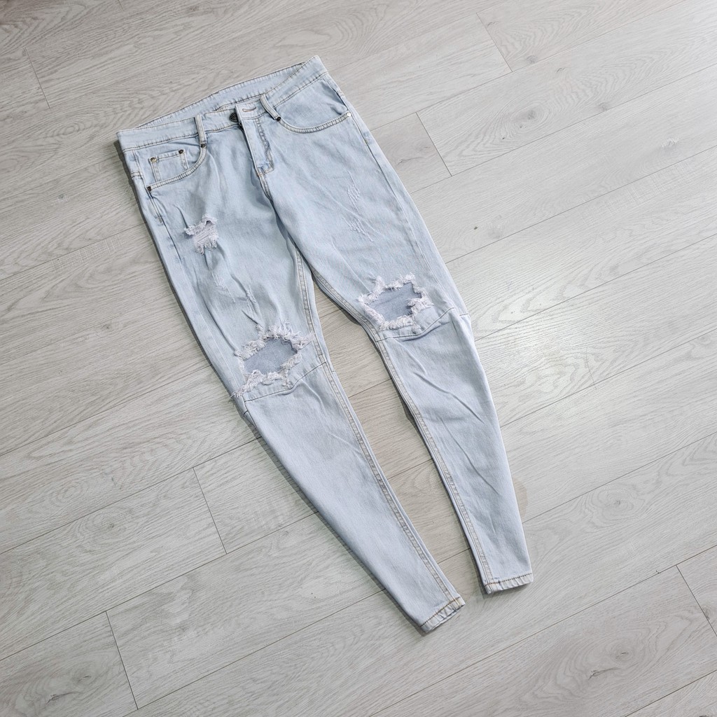 Quần jean nam rách gối xanh zipper (QJ3) | BigBuy360 - bigbuy360.vn