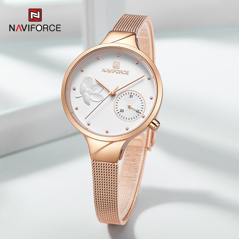 NAVIFORCE NF5001S Women Casual Fashion Mesh Band Analog Quartz Watch