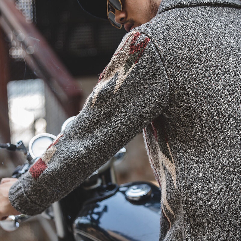 Áo Khoác cardigan Dày Dặn Phong Cách Ấn Độ Mỹ Cổ Điển Hàng Mới Dành Cho Nam