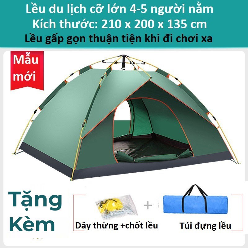 Lều cắm trại tự động lều phượt du lịch tự bung dành cho 3-4 người, chống nước, tia bức xạ, thông gió 2 chiều CT169