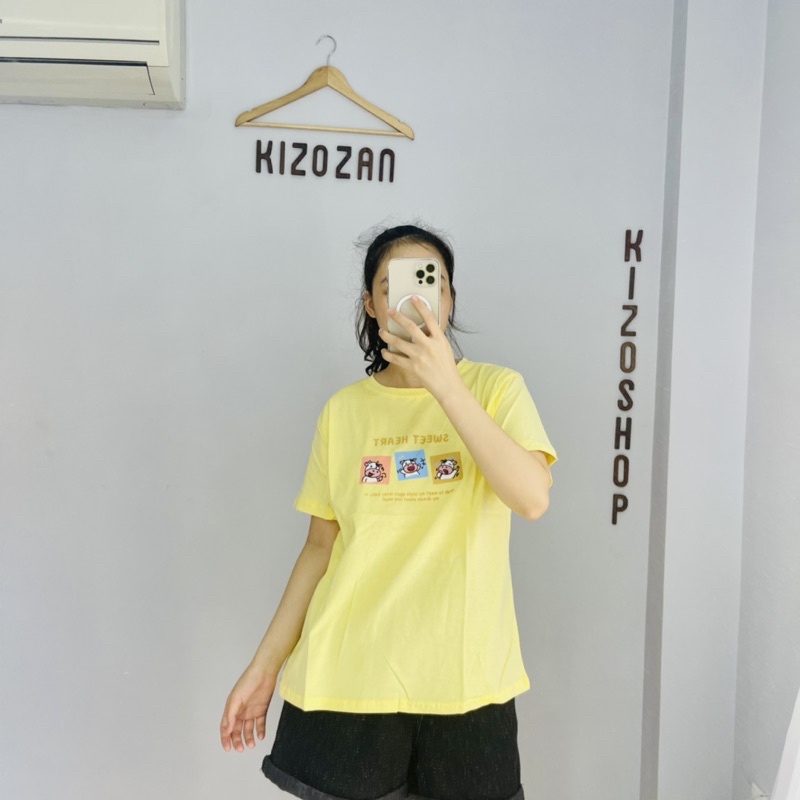 0204.ÁO PHÔNG ÁO THUN/ÁO PHÔNG NỮ/ÁO THUN NỮ ÁO COTTON HÌNH 3 CHÚ BÒ TAY NGẮN PHOM RỘNG