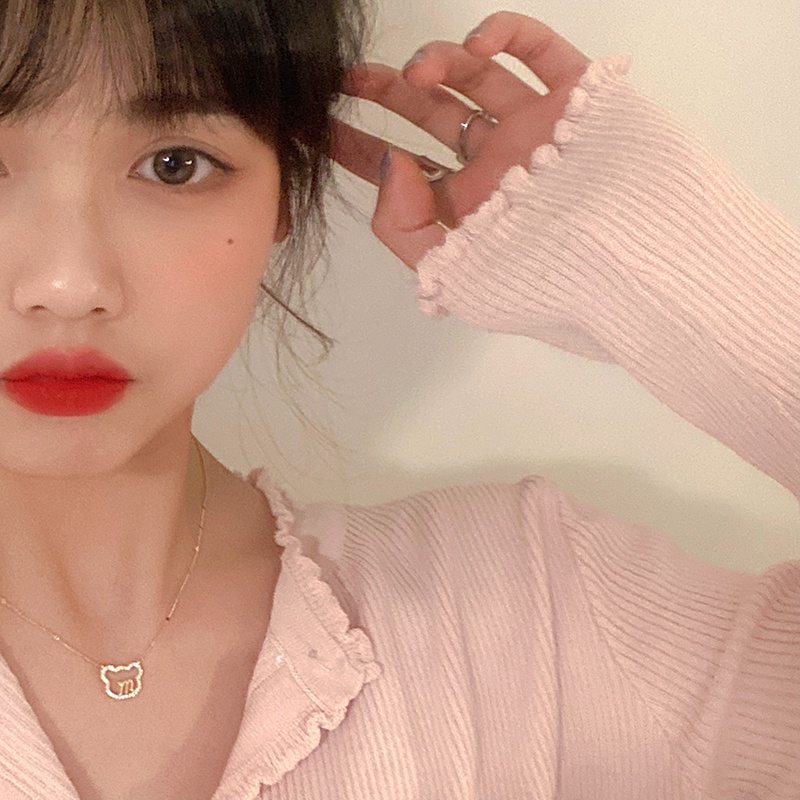 Dây chuyền QIHE JEWELRY dáng dài phối mặt hình gấu và chữ M sang trọng hợp thời trang dành cho nữ