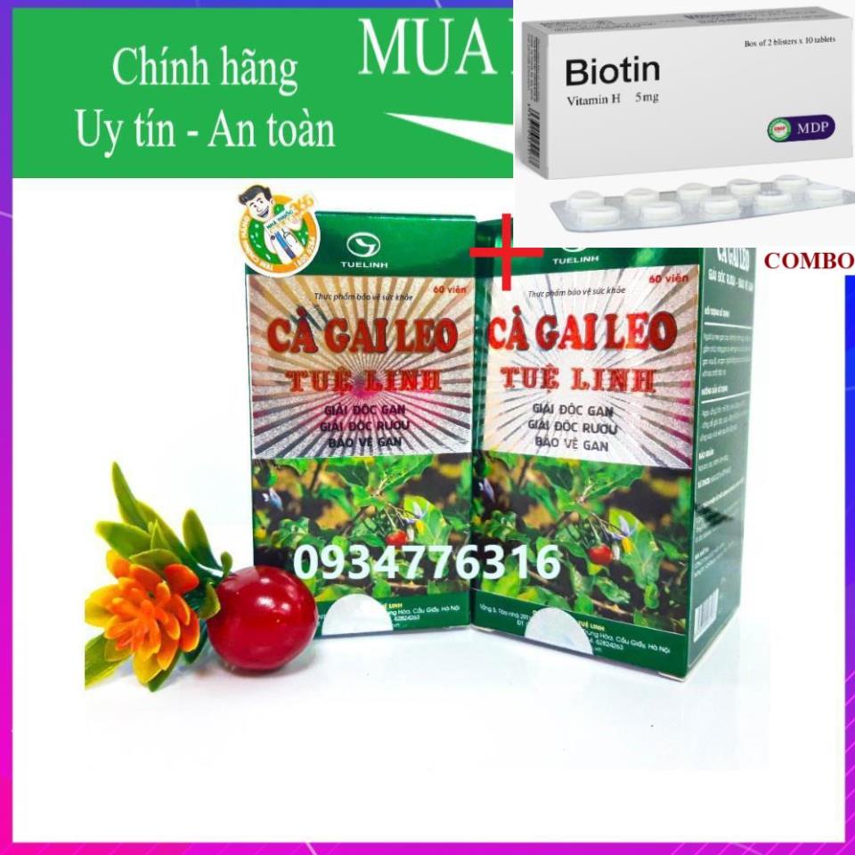 Combo Biotin 5mg+ ✅ Cà Gai Leo Tuệ Linh - Giải Độc Gan, Giải Rượu- Hộp 30 viên