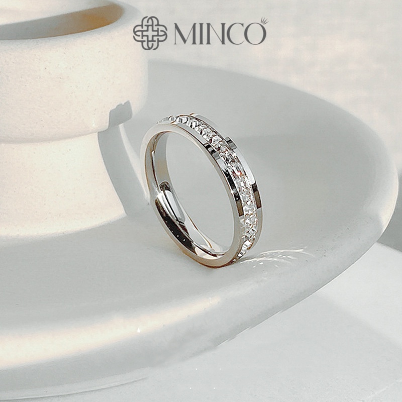 Nhẫn nữ đính đá Minco Accessories viền gắn hàng đá lấp lánh thời trang phụ kiện thời trang Hàn Quốc NT67