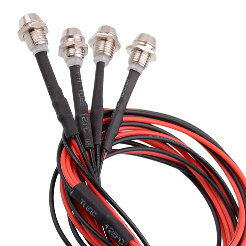4 Bộ đèn LED 2 Trắng 2 Đèn pha 3mm Đỏ cho 1 '24 RC Crawler Car Axial SCX24 90081 AXI00002 Bộ phận nâng cấp