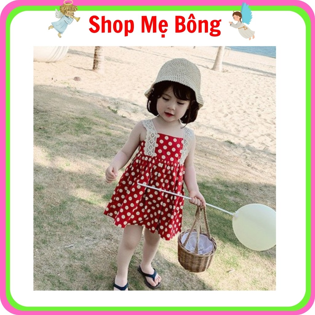 Váy Mùa Hè Chấm Bi Bé Gái Hai Dây Ren VB2127 – Shop Mẹ Bông 92