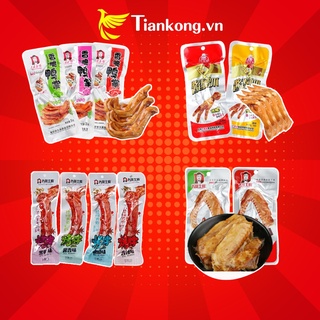 Set đồ ăn vặt nội địa Trung -Tiankong - Chân gà cay Tứ Xuyên, Chân vịt Dacheng, Cổ vịt Dacheng, Cánh vit Dacheng