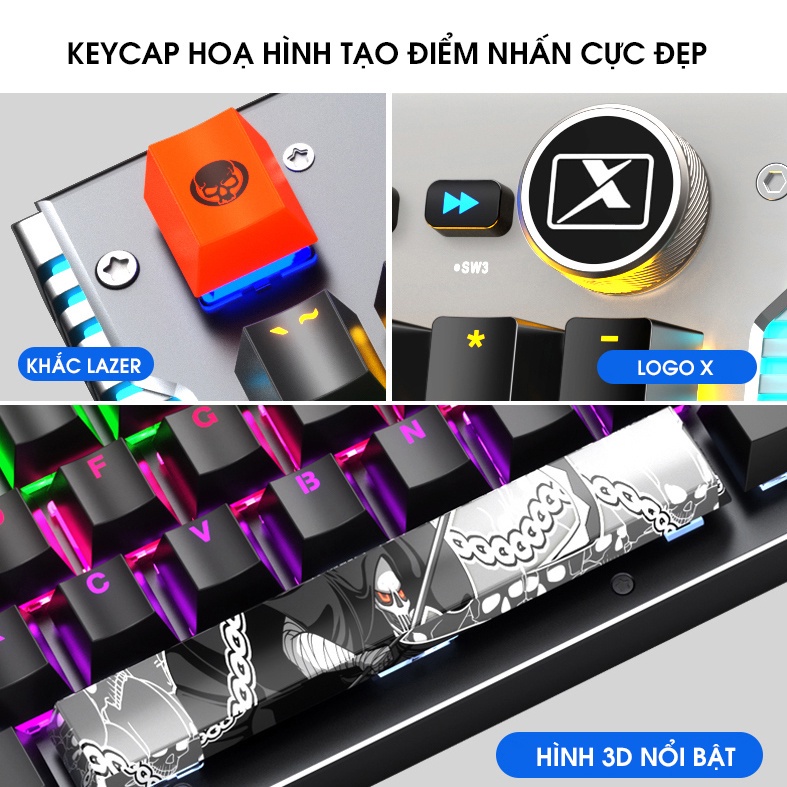 Bàn Phím cơ Gaming K968 SUPER GAME 25 Chế Độ LED Đổi Màu Keycap Siêu Xịn, Dùng Cho Máy Tính PC - LapTop