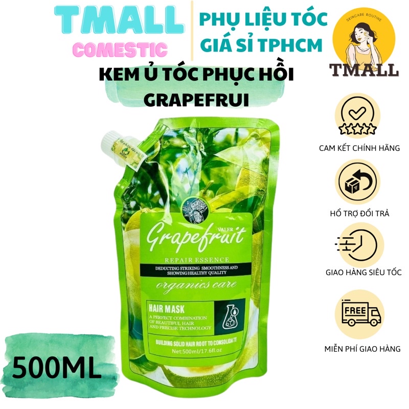 Kem ủ tóc phục hồi hư tổn GRAPEFRUIT VALER 500ml Hấp ủ tóc thẳng mượt, thành phần tinh chất bưởi, loại 1 có tem